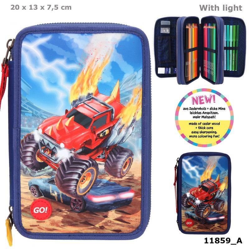Monster Cars 3-vaks etui LED Monster Truck