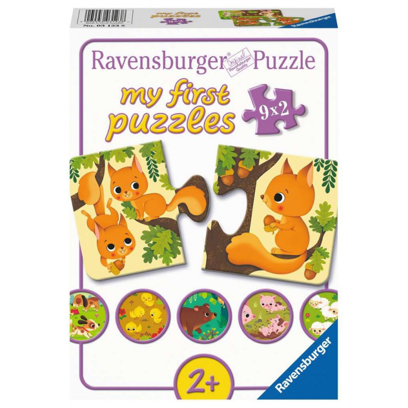 Dieren en hun kleintjes 9x2 stukjes ravensburger