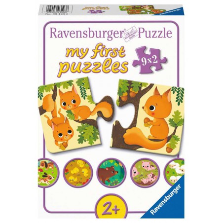 Dieren en hun kleintjes 9x2 stukjes ravensburger