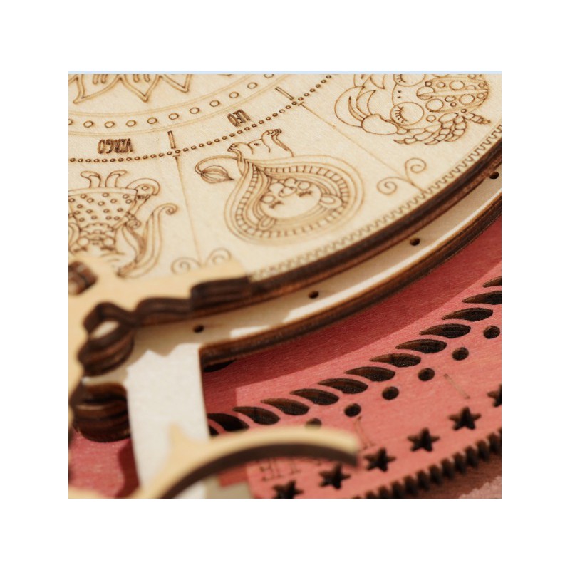 Zodiac Wall Clock, Houten model klok, Rokr