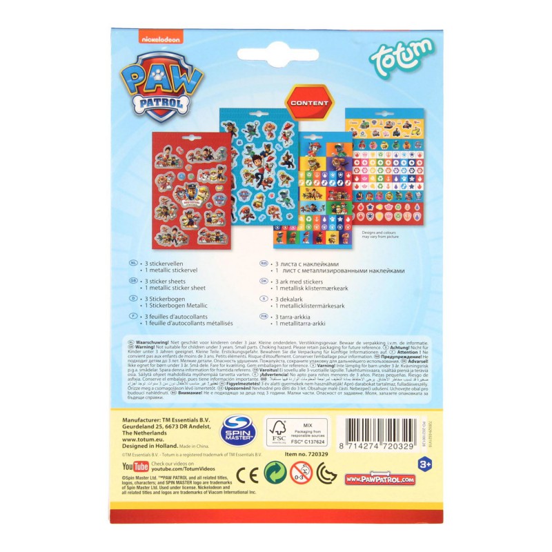 Paw Patrol Stickervellen - Totum