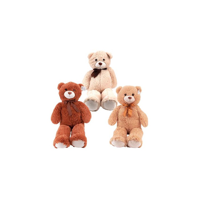 Beer met strik 100 cm, Pluchiez 3 assorti