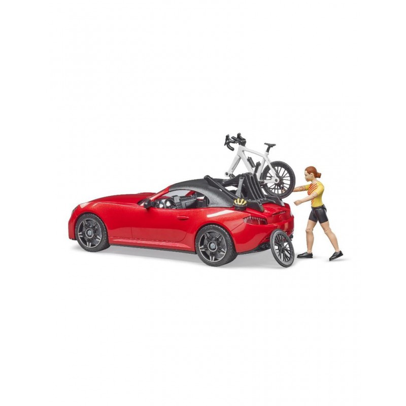 Bruder - Auto Roadster met Wielrenner