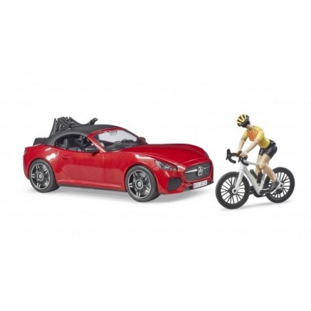 Bruder - Auto Roadster met Wielrenner