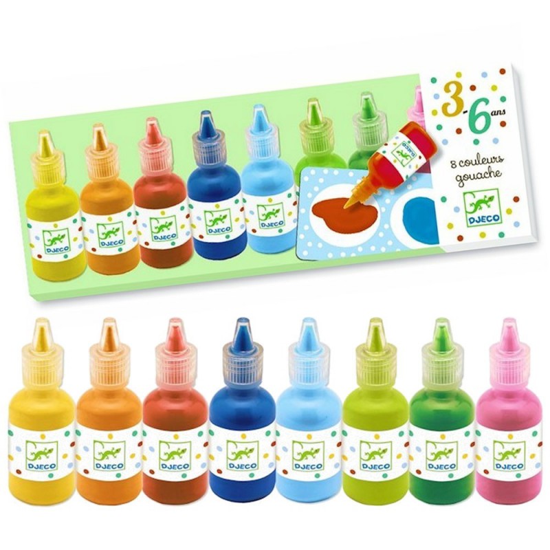 8 Flesjes Plakkaatverf, Djeco