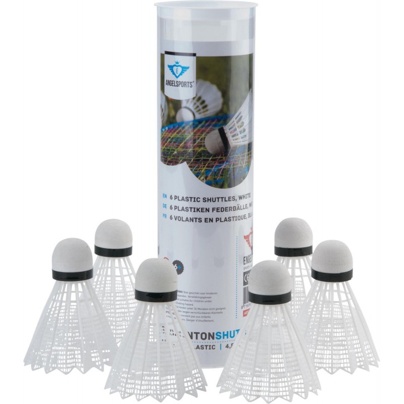 Badminton Shuttles, Wit, kunststof - Angel Sports