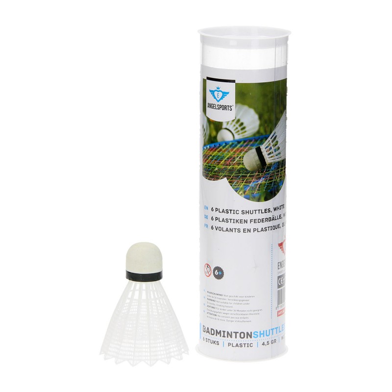 Badminton Shuttles, Wit, kunststof - Angel Sports