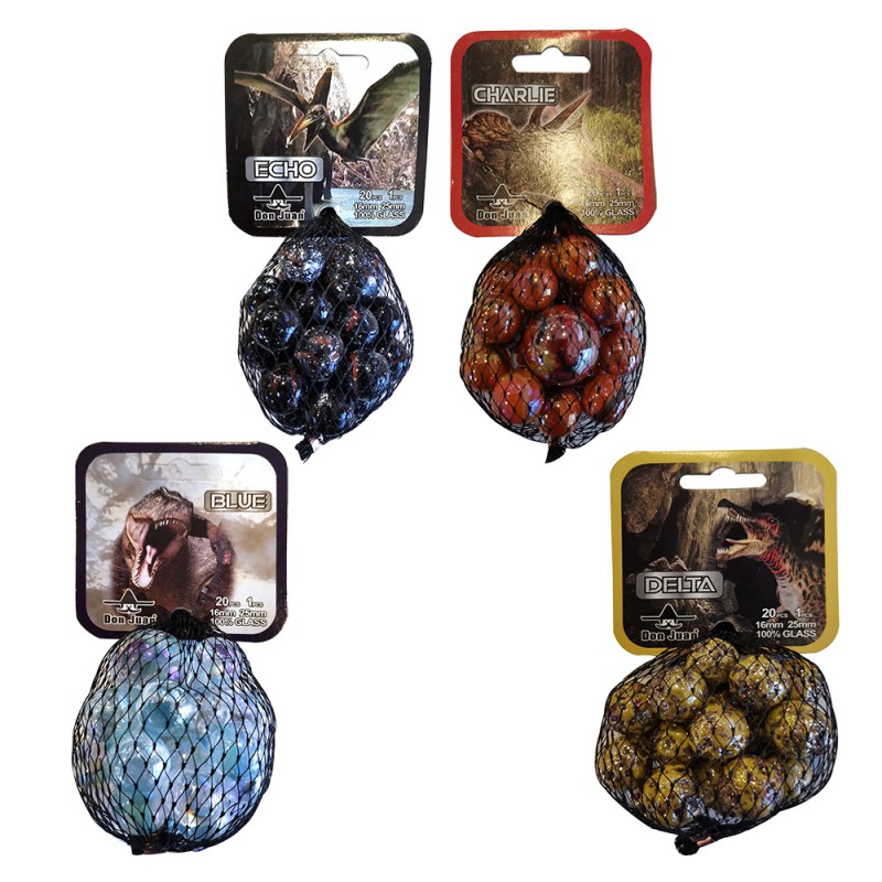 Knikkers - Dino's: Blue-Echo-Delta-Charlie, Assorti