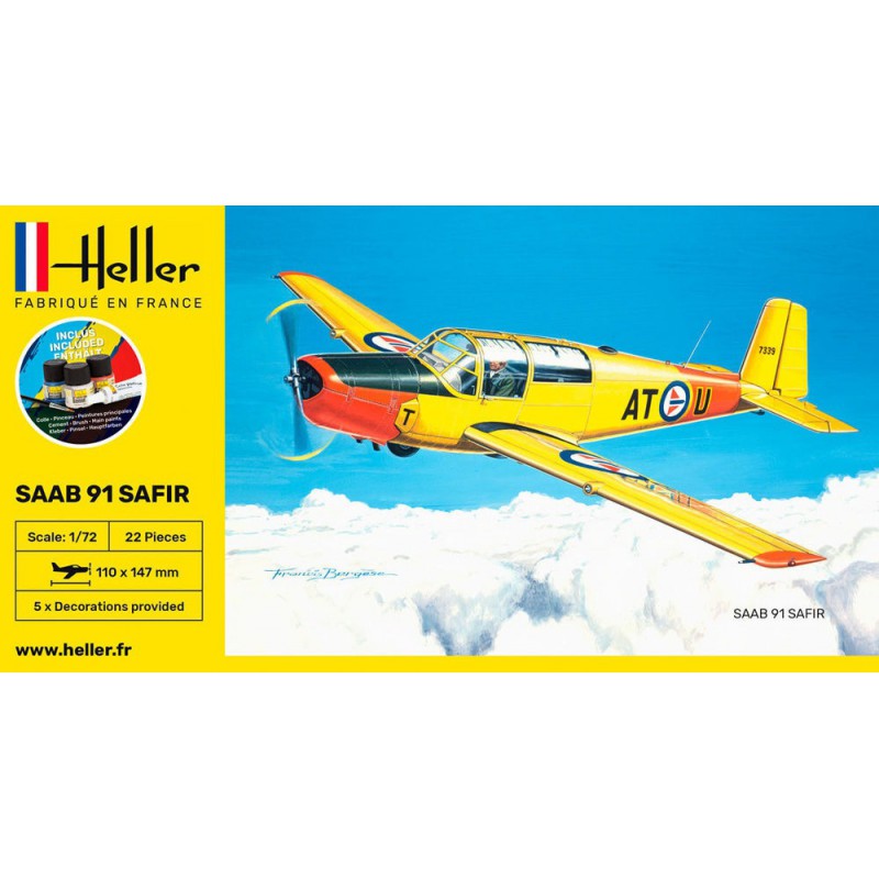 SAAB 91 Safir 1:72 Starter Kit, Heller