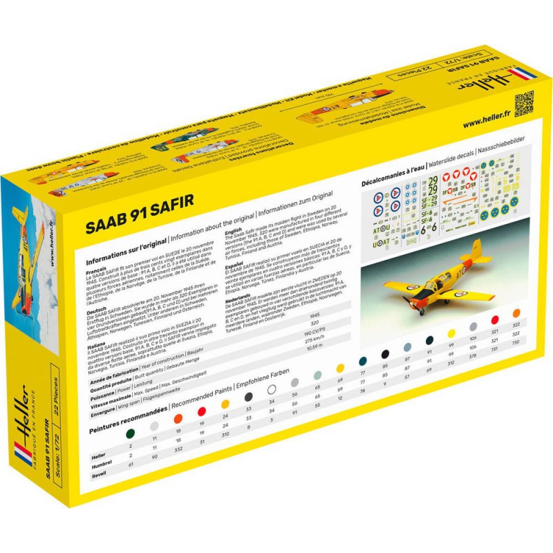 SAAB 91 Safir 1:72 Starter Kit, Heller