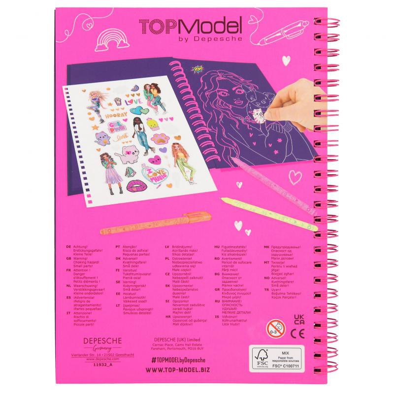 TOPModel Neon Doodle kleurboek met neon stiften, Depesche
