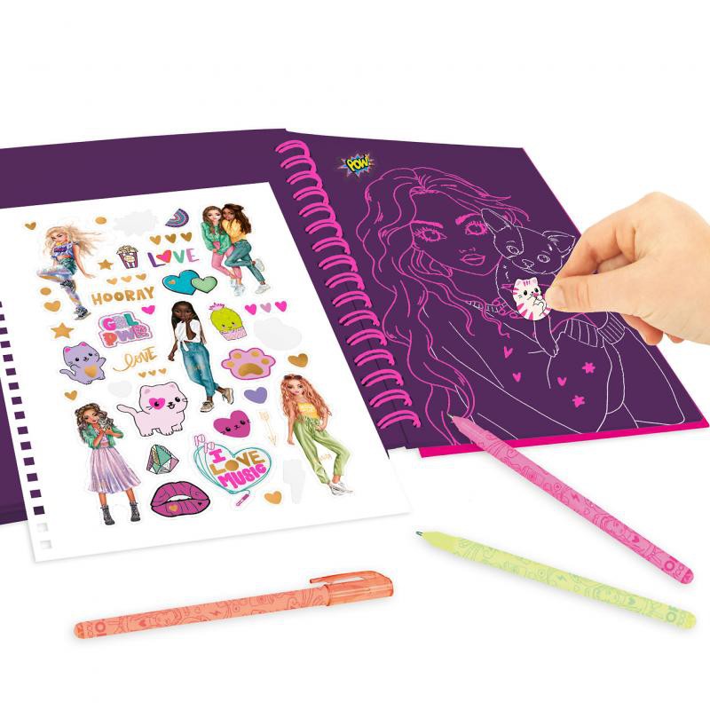 TOPModel Neon Doodle kleurboek met neon stiften, Depesche