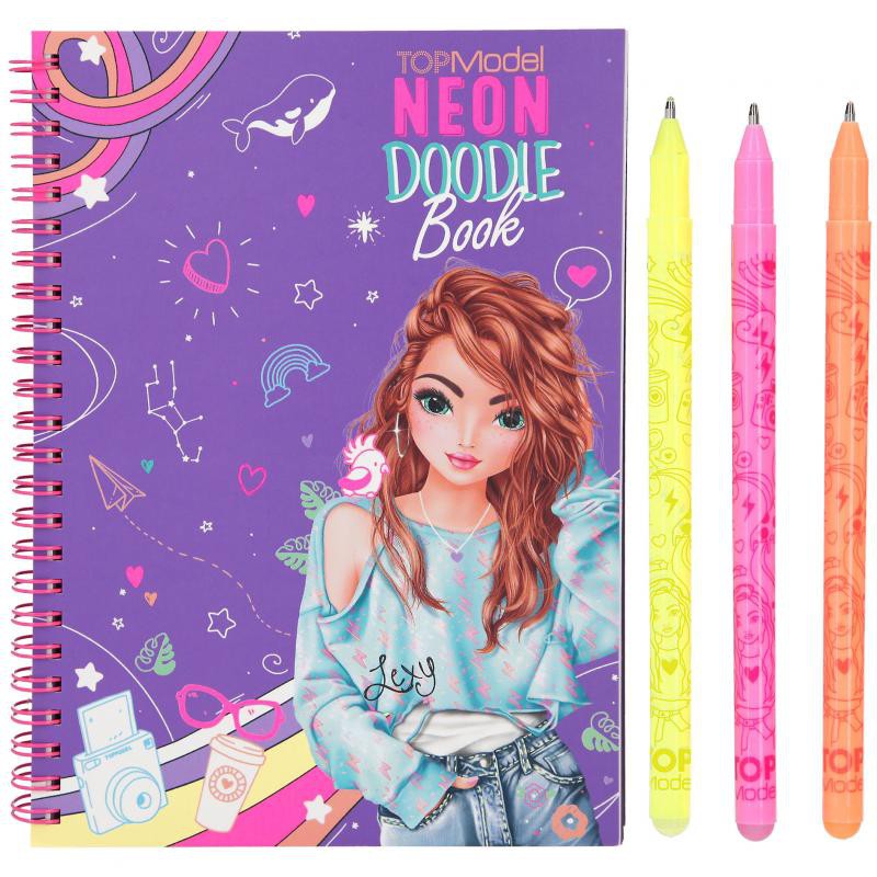 TOPModel Neon Doodle kleurboek met neon stiften, Depesche