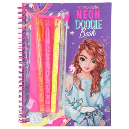 TOPModel Neon Doodle kleurboek met neon stiften, Depesche