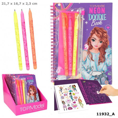 TOPModel Neon Doodle kleurboek met neon stiften, Depesche