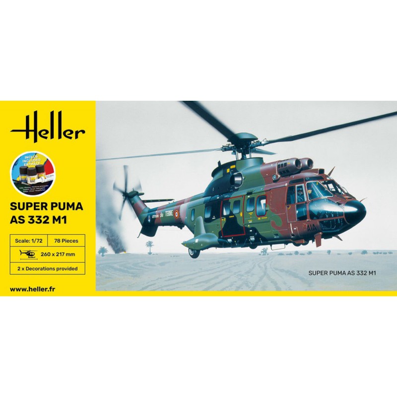 Super Puma AS 332 M1 1:72 Starter Kit, Heller