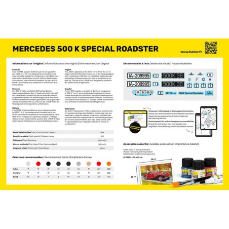 Mercedes 500 K Special Roadster 1:24 Starter Kit, Heller