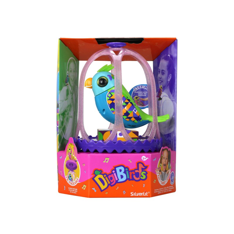 Silverlit, Digi Birds - Gold finch in cage (blauw groen)