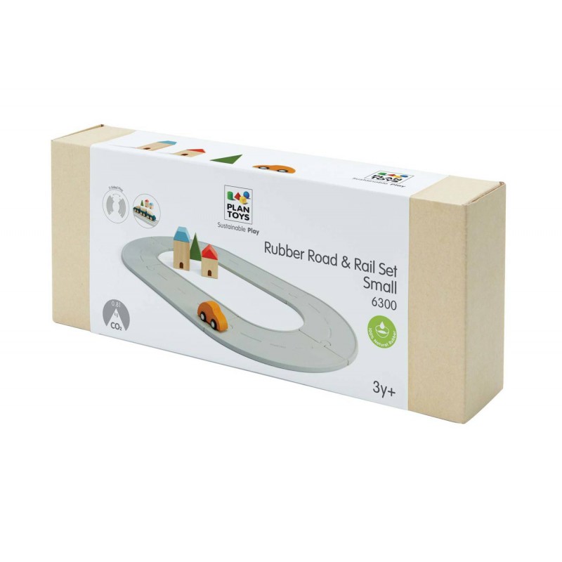 Plantoys, Rubber Road & Rail set small