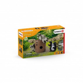 Schleich - Wild Life: Wasberen & stinkdierset: Speelplezier om de noot
