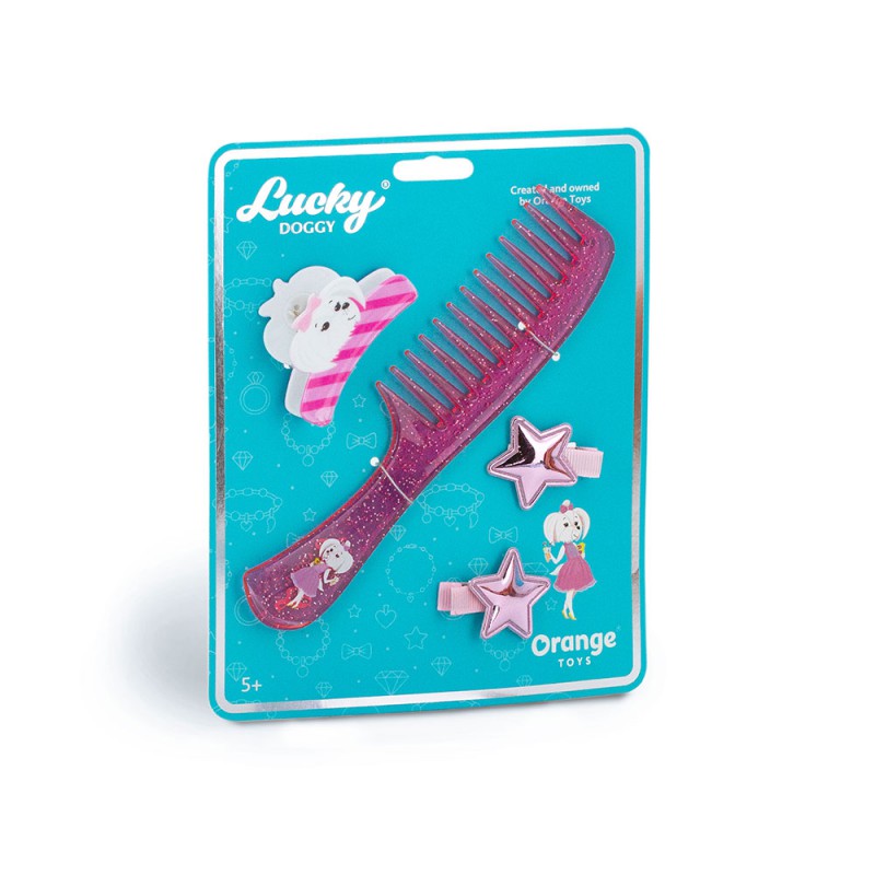 Lucky Doggy haar accessoire set - roze kam