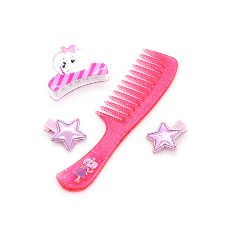 Lucky Doggy haar accessoire set - roze kam
