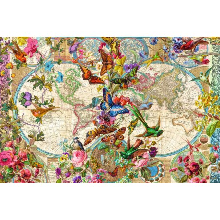 Flora & Fauna wereldkaart, 3000st Ravensburger. 121*80cm puzzel