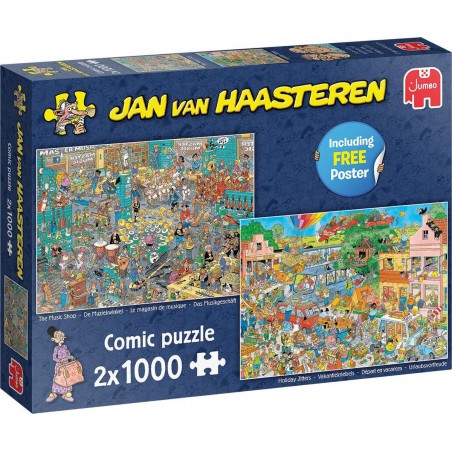 Jumbo puzzel 1000stukjes  Jan van Haasteren 2 in 1  Music shop & holiday Jitters,