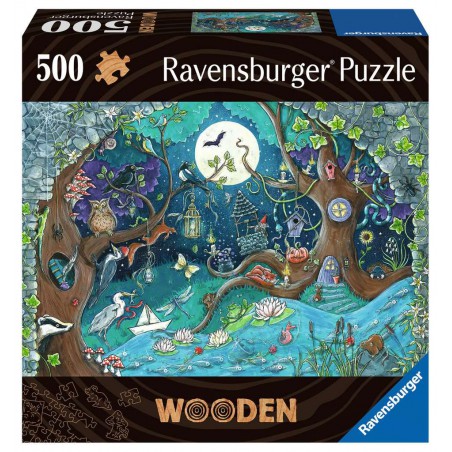 Wooden, Fantasy Forest 500 stukjes Ravensburger puzzel met houten stukken