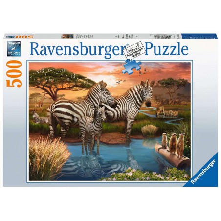 Zebra's bij de drinkplaats 500 stukjes puzzel  Ravensburger