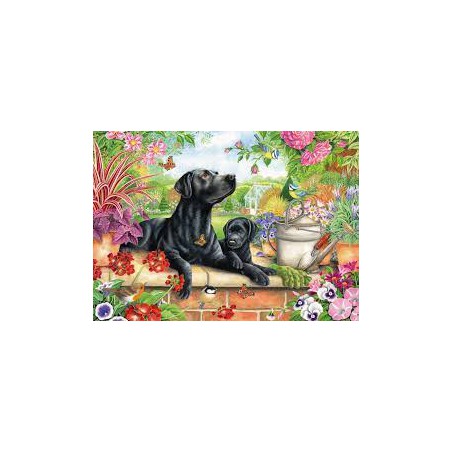 Black Labrador and pup Otter House 1000 stukjes puzzel