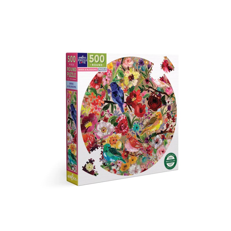 Birds & Blossoms Eeboo 500XL stukjes  ronde puzzel