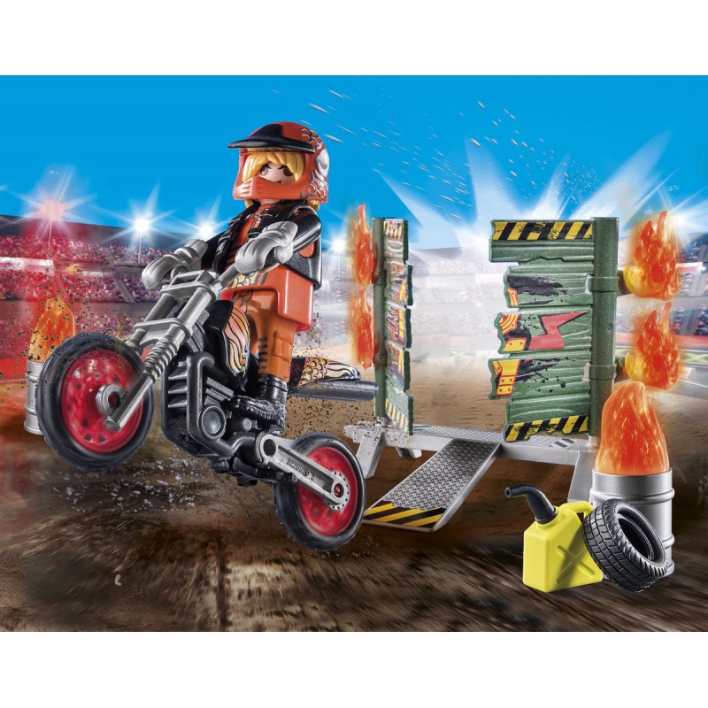 Playmobil - Starter-Pack Stuntshow motor met vuurmuur 71256