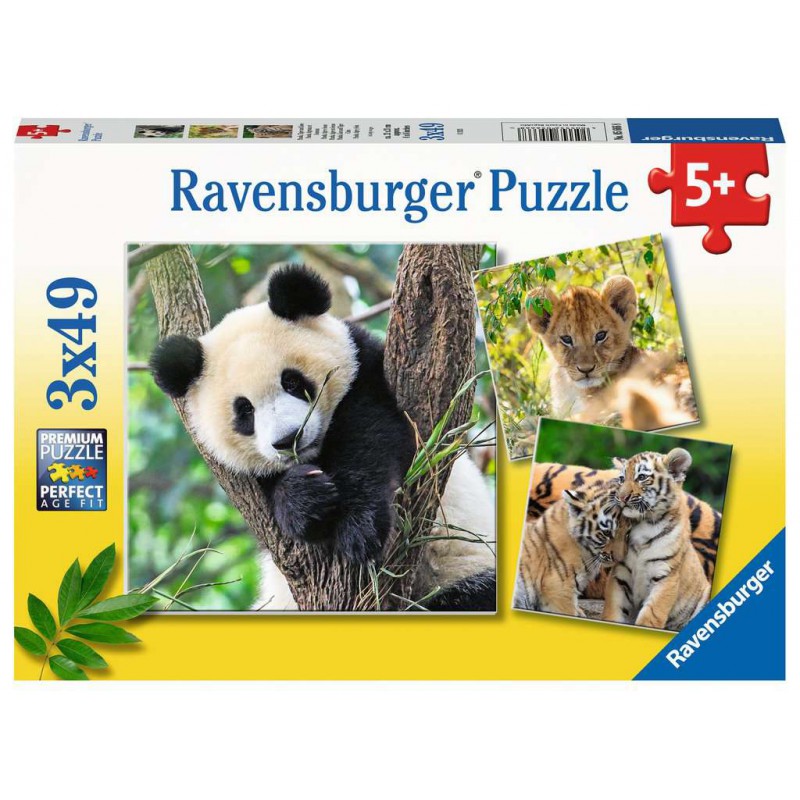 Panda, tijger en leeuw 49 stukjes puzzel ravensburger