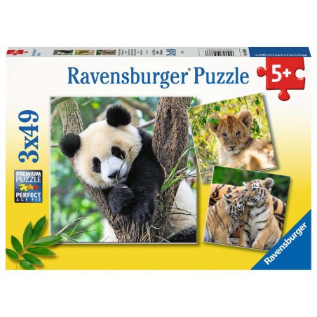 Panda, tijger en leeuw 49 stukjes puzzel ravensburger