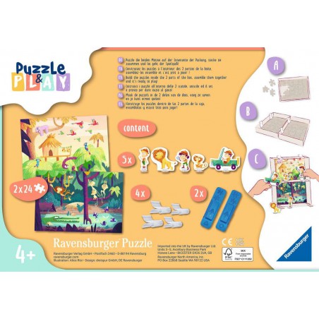 Ravensburger  2*24stukjes kinderpuzzel Puzzle & Play Jungle avontuur