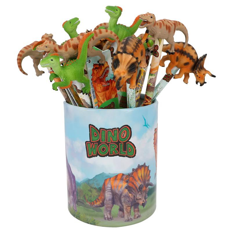 Dino World Potlood met dino topper