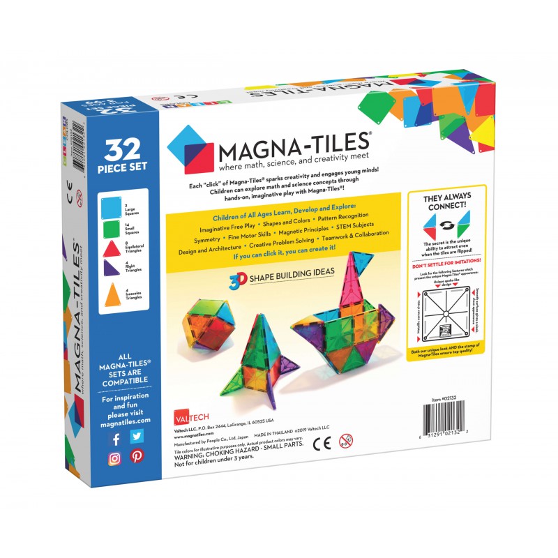 Magna-Tiles: Clear Colors 32 stuks