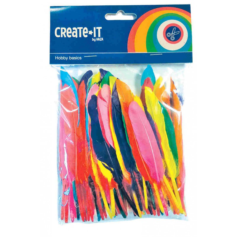 Create-It  gekleurde veren 100stuks