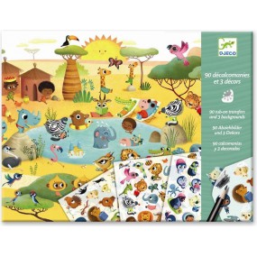 Djeco - Wrijfplaatjes - Savanne, woestijn en Noordpool