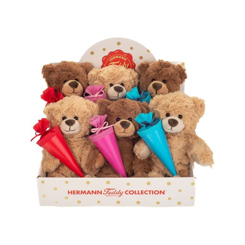 Hermann Teddy - Beer met cadeautje 23 cm assorti