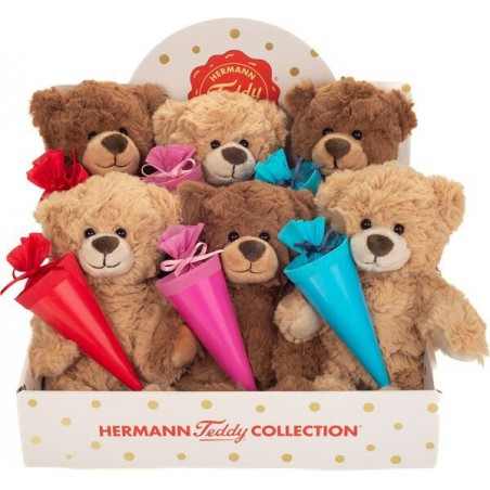 Hermann Teddy - Beer met cadeautje 23 cm assorti