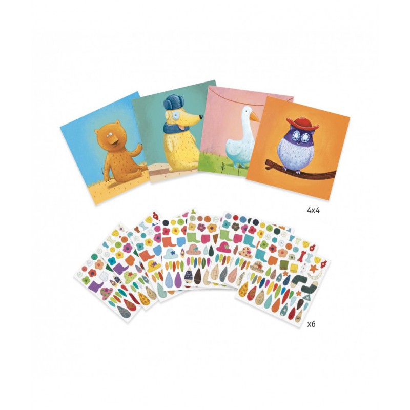 Djeco -Creëren met stickers, Dieren