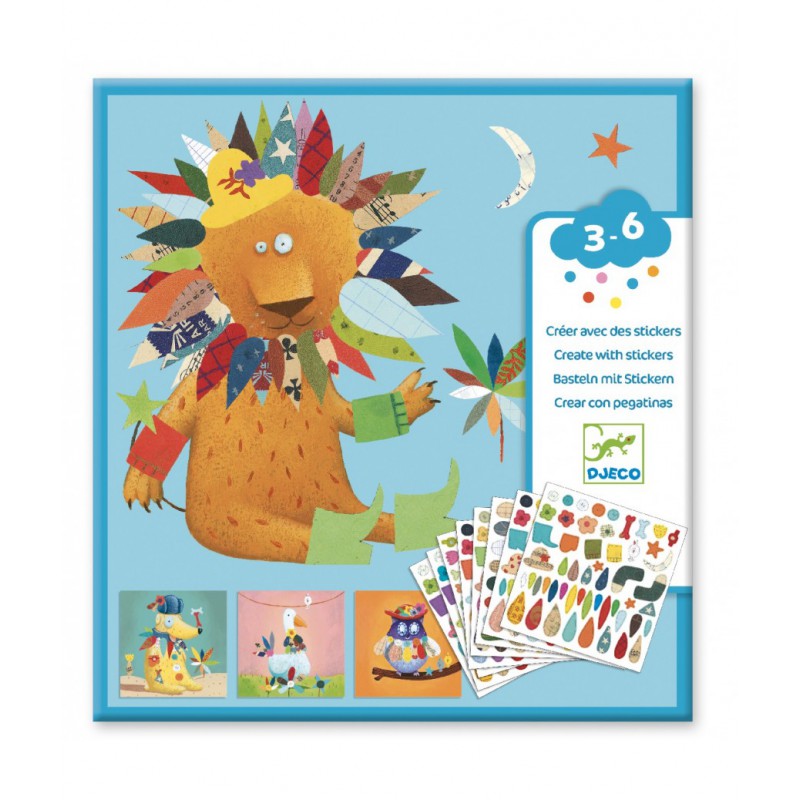 Djeco -Creëren met stickers, Dieren