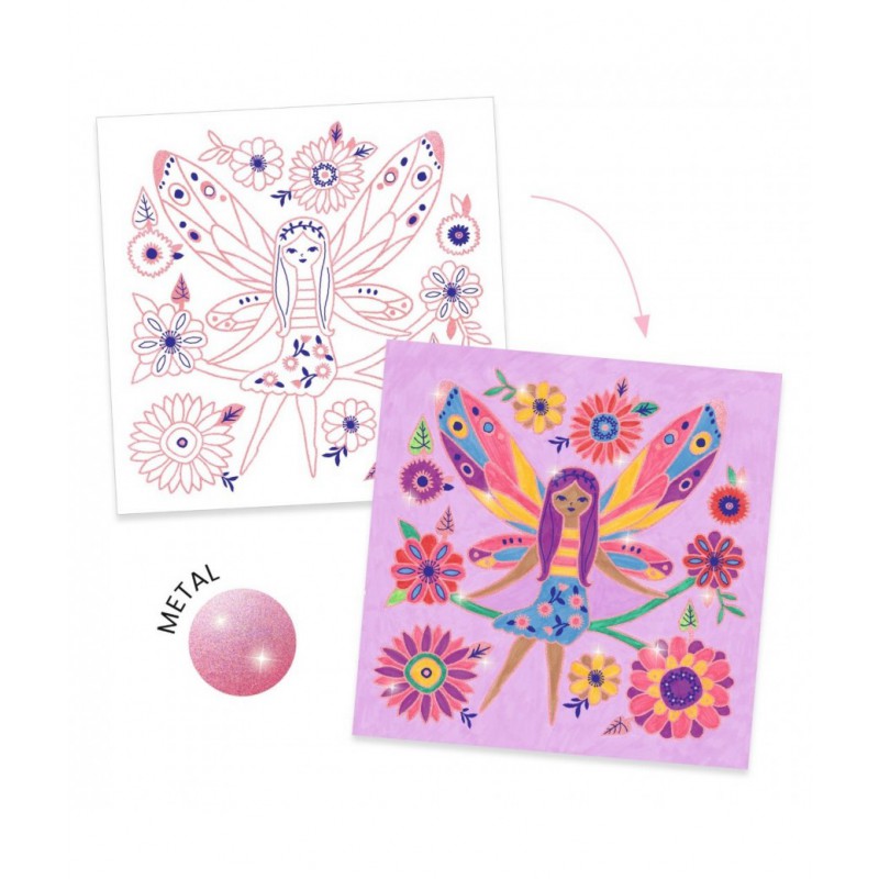 Djeco -glinsterende kleurplaten, kleine vleugels