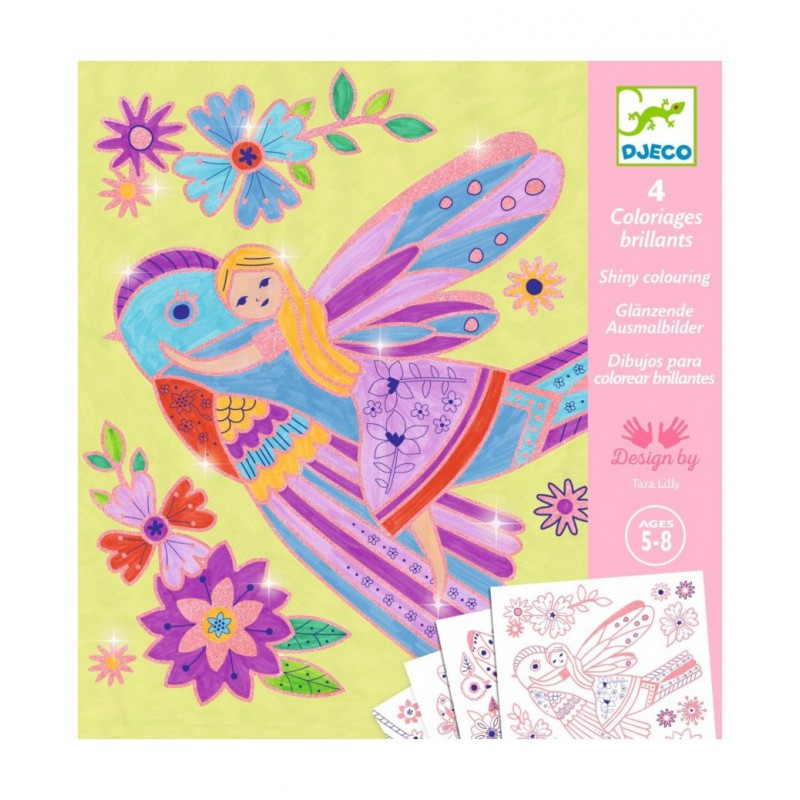 Djeco - glinsterende kleurplaten, kleine vleugels