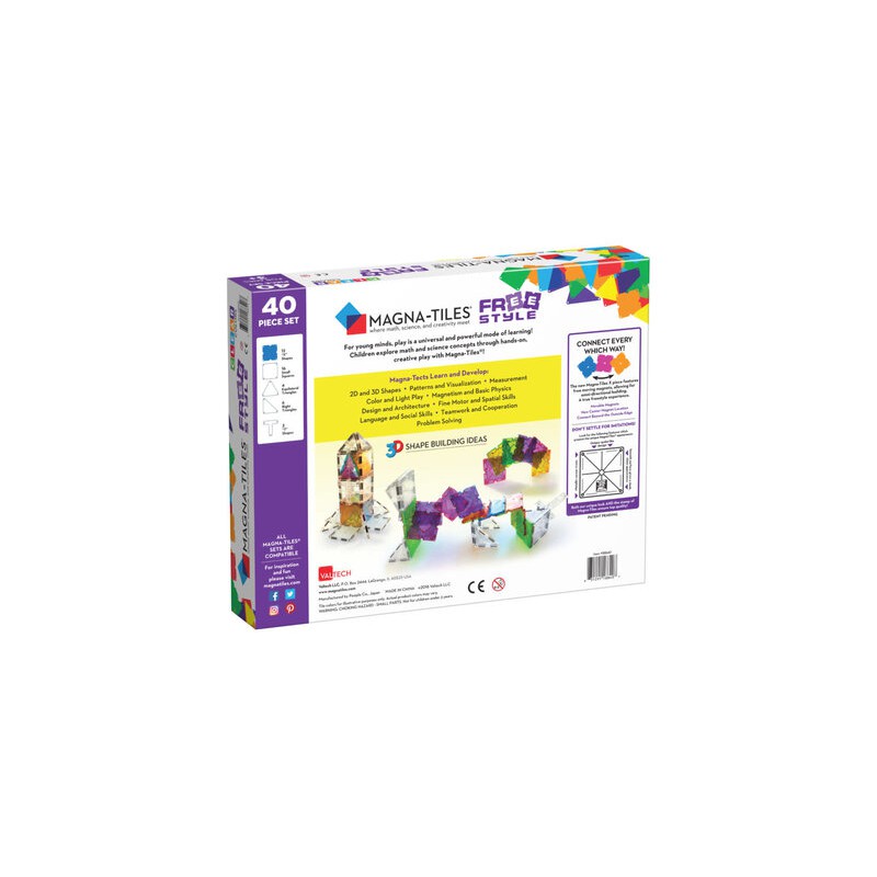 Magna-Tiles: Clear Colors Freestyle 40 stuks