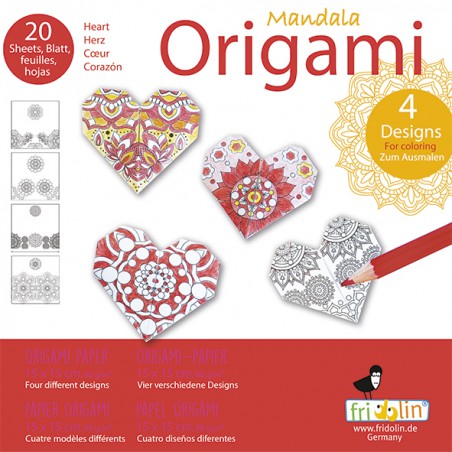 Fridolin Mandala coloring Origami, Hart 15*15