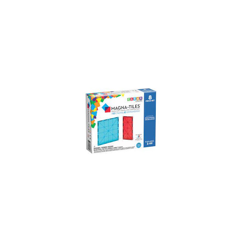 Magna-Tiles: Clear Colors Rechthoeken uitbreiding 8 stuks