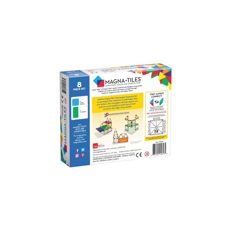 Magna-Tiles: Clear Colors Rechthoeken uitbreiding 8 stuks